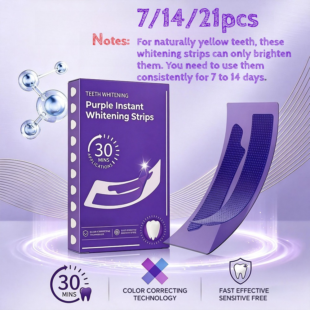 Teeth Whitening Quick - แถบฟอกสีฟันสีม่วง 7/14/21 ชิ้น แถบฟอกสีฟัน ชุดฟอกสีฟัน ฟอกสีฟันอย่างรวดเร็ว