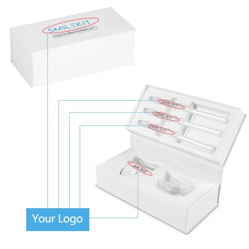 Teeth Whitening Home Kit - เครื่องฟอกฟันขาวแบบพกพา LED ชุดดูแลช่องปากที่บ้านพร้อมเจลฟอกฟัน 3 ชิ้น
