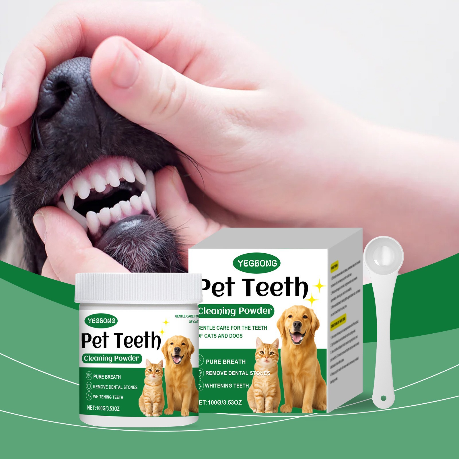 Teeth Whitening Lab - ผงทำความสะอาดฟันสัตว์เลี้ยง ลดคราบหินปูน กำจัดกลิ่นปาก ฟันขาว ลมหายใจหอมสดชื่น ผลิตภัณฑ์ทำความสะอาดสัตว์เลี้ยง