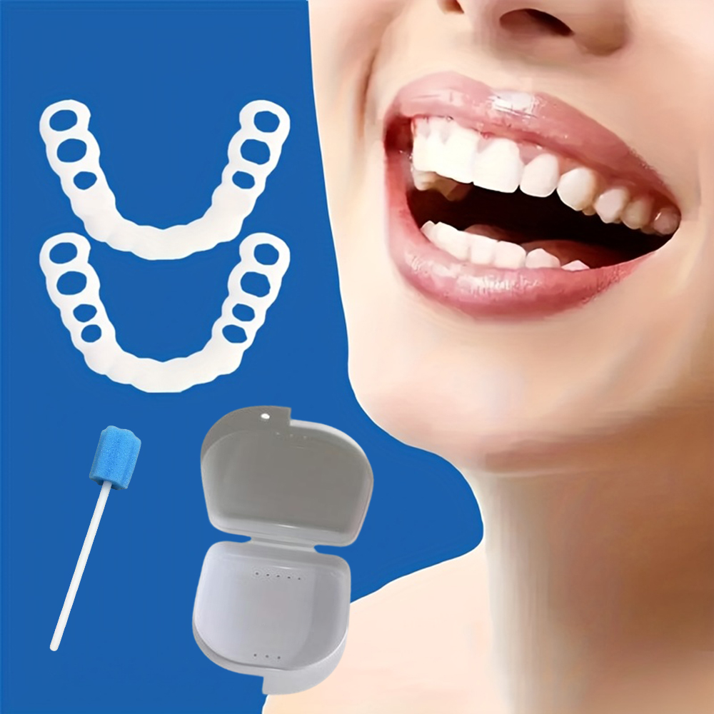 Teeth Whitening Natural - วีเนียร์ชั่วคราวแบบเต็มปากแบบใหม่, แผ่นปิดฟันขาวแบบใช้ซ้ำได้, ปกปิดรอยแตก ช่องว่าง และฟันเหลืองอย่างเป็นธรรมชาติ H2931