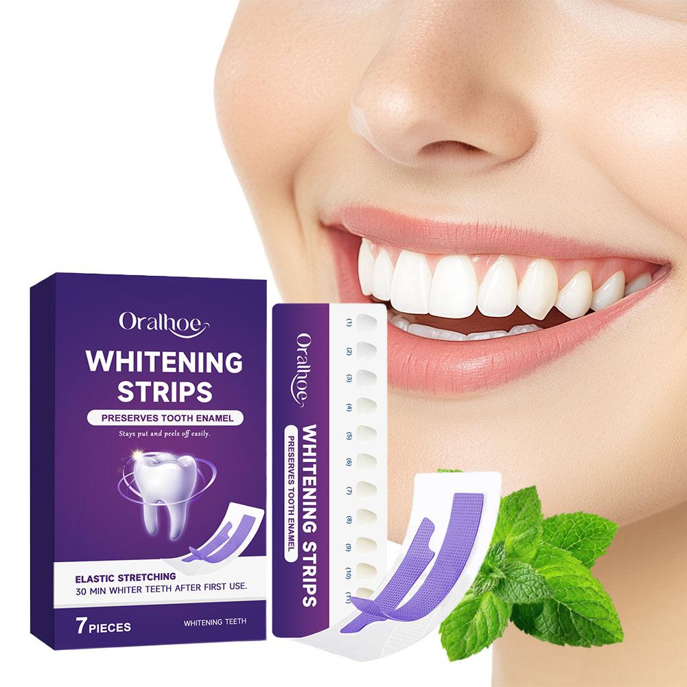 Teeth Whitening Quick - แผ่นฟอกสีฟันสีม่วง สูตรอ่อนโยน สำหรับฟันบอบบาง ทำความสะอาดคราบฝังลึก ลมหายใจสดชื่น ดูแลช่องปากที่บ้านอย่างง่ายดาย