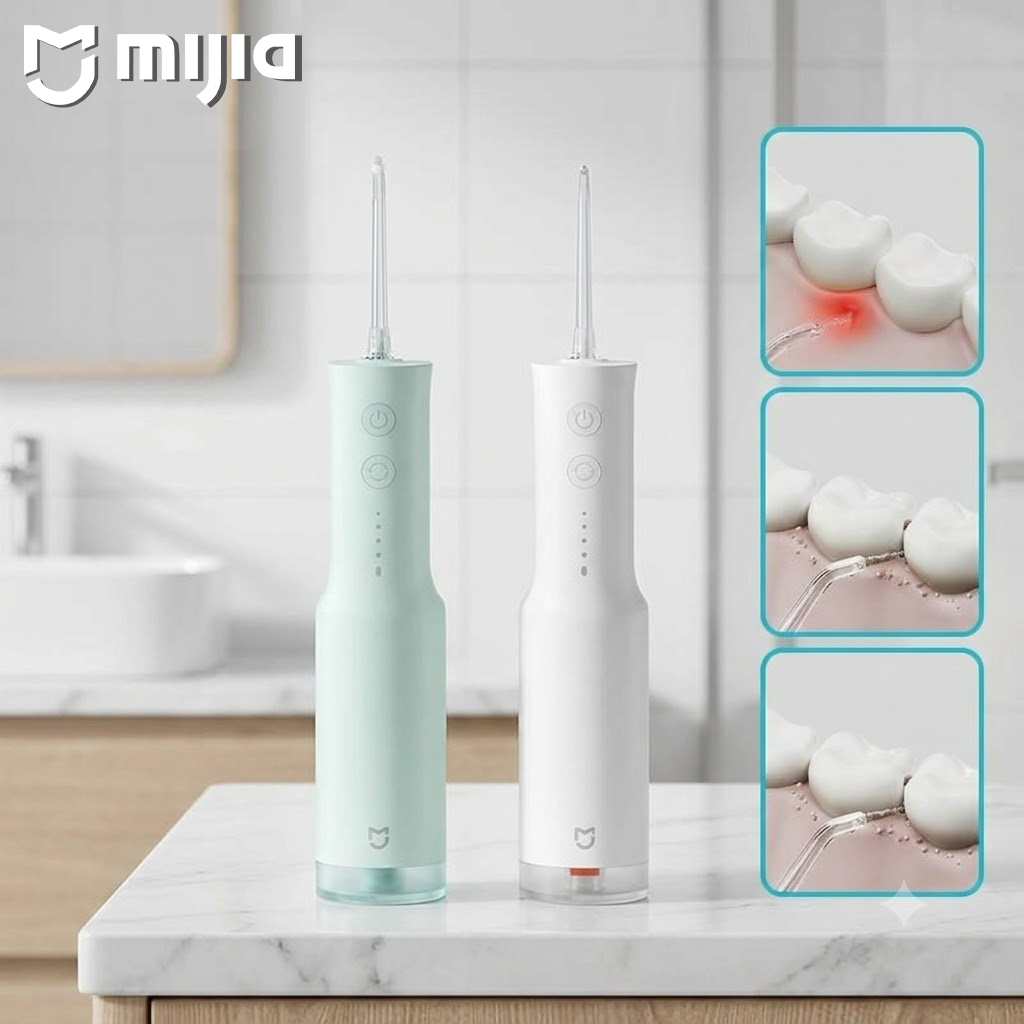 Teeth Whitening Quick - เครื่องฉีดน้ำทำความสะอาดช่องปากแบบพกพา Xiaomi F300 เครื่องทำความสะอาดฟันด้วยน้ำ ฟลอเซอร์ ฟอกสีฟัน