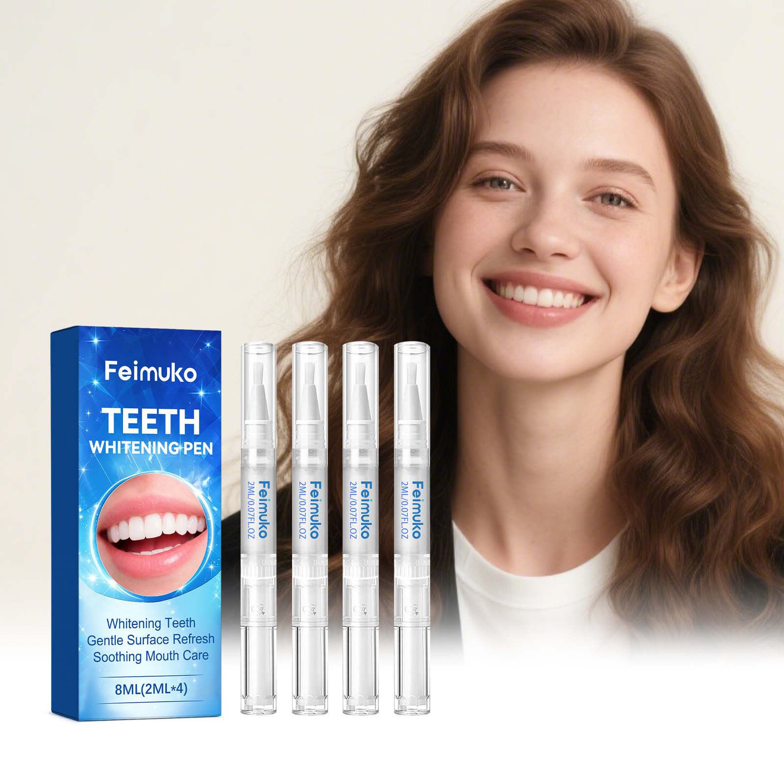 Whitening Pen Bleach - 4 ชิ้น ปากกาเจลฟอกสีฟัน ขจัดคราบ ฟันเหลือง ฟอกสีฟัน