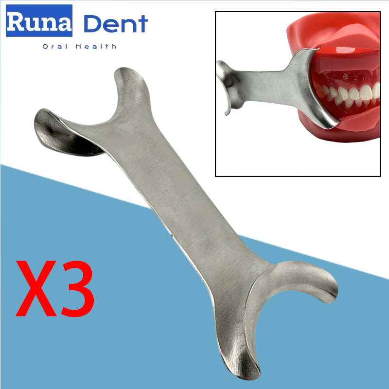 Teeth Whitening For Photos - เครื่องมือทันตกรรมสแตนเลสแบบรีแทรคเตอร์รูปตัว T แบบอบฆ่าเชื้อได้ 3 ชิ้น สำหรับเปิดแก้ม