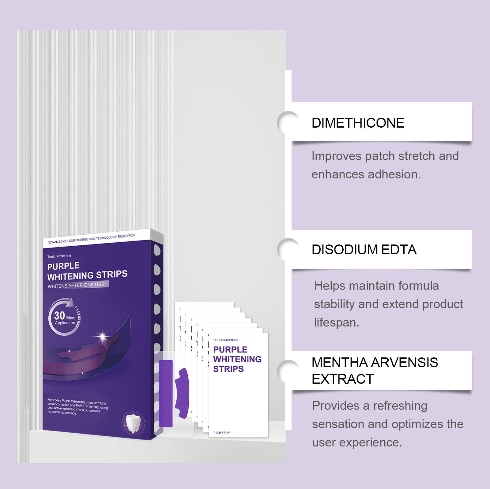 แผ่นฟอกสีฟันสีม่วง – ขจัดคราบอ - Teeth Whitening Quick บทวิจารณ์และราคา