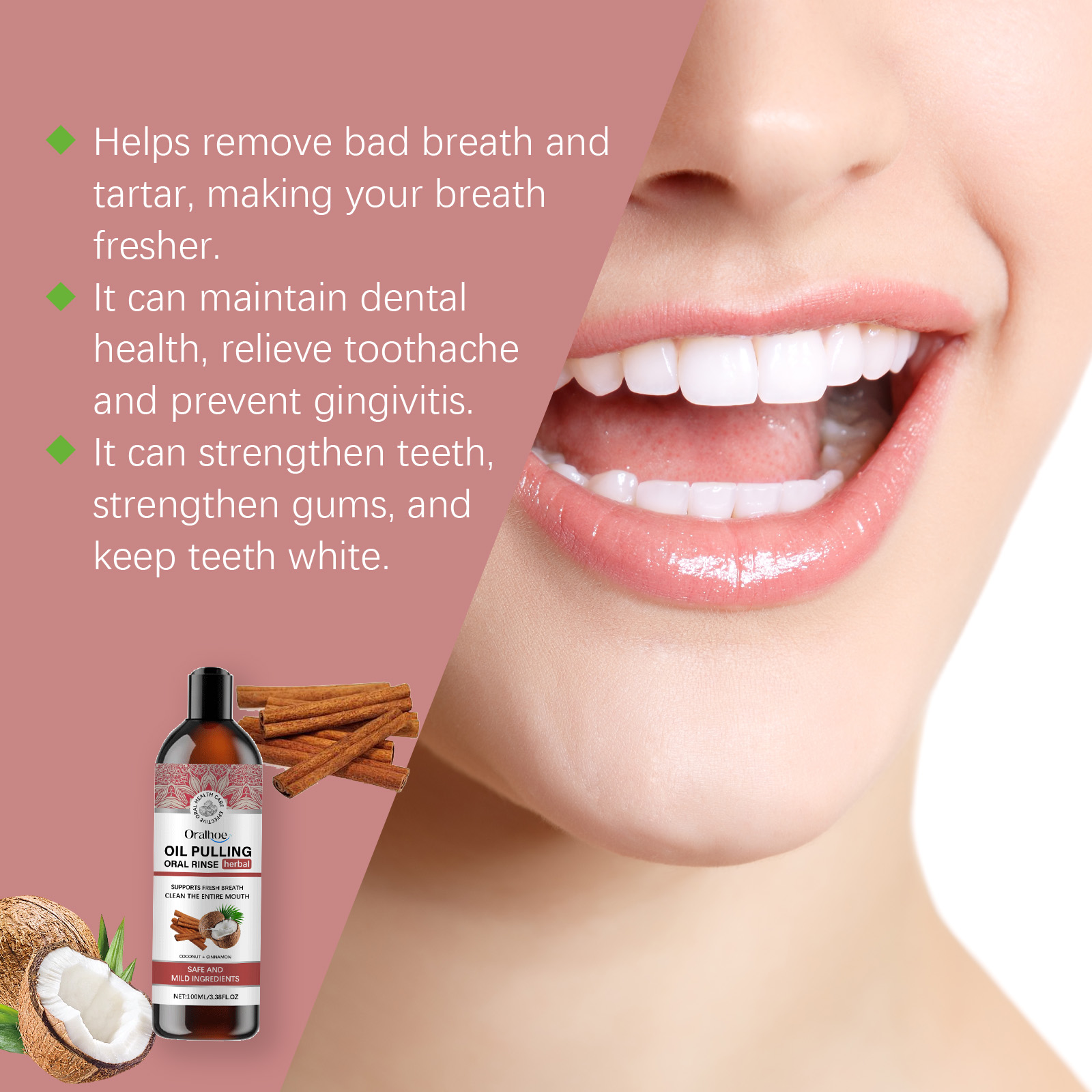 น้ํามันมะพร้าวดึงน้ํายาบ้วนปาก - Teeth Whitening Oil Pulling บทวิจารณ์และราคา