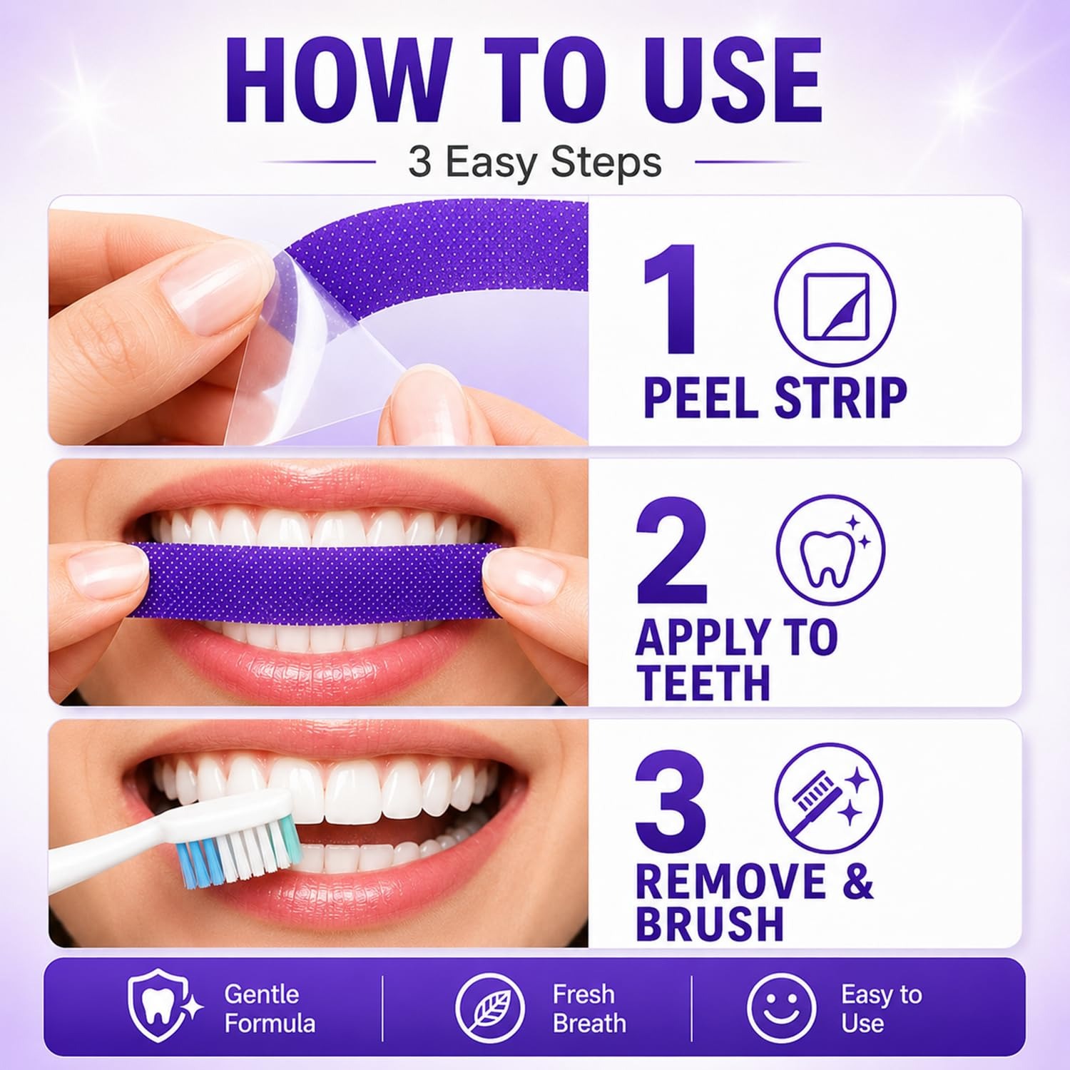 แถบฟอกสีฟันสีม่วง 7/14/21 ชิ้น - Teeth Whitening Quick บทวิจารณ์และราคา