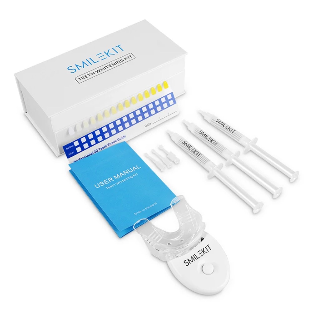 เครื่องฟอกฟันขาวแบบพกพา LED ชุ - Teeth Whitening Home Kit บทวิจารณ์และราคา