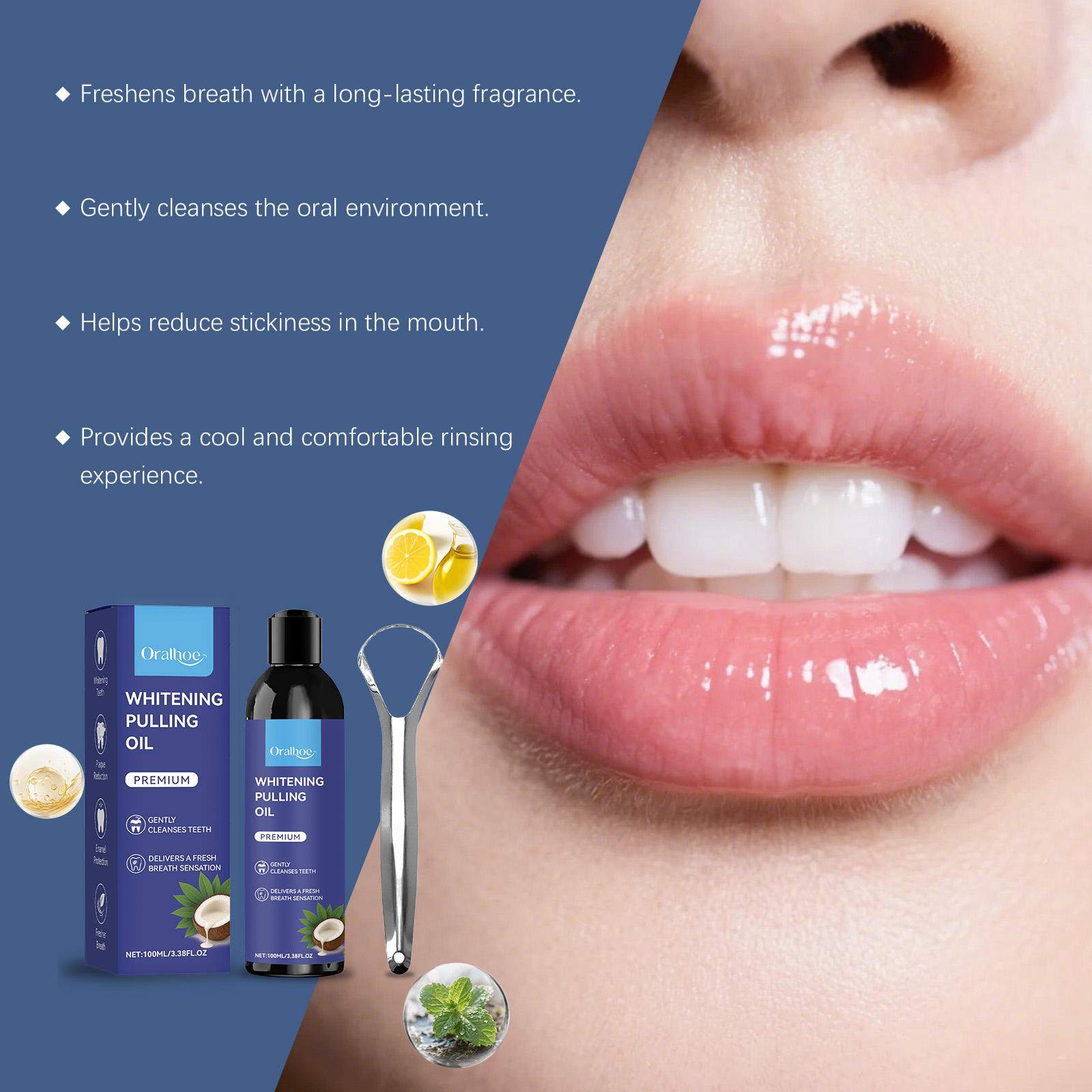 น้ำยาบ้วนปากสูตรน้ำมันมะพร้าวผ - Teeth Whitening Oil Pulling บทวิจารณ์และราคา