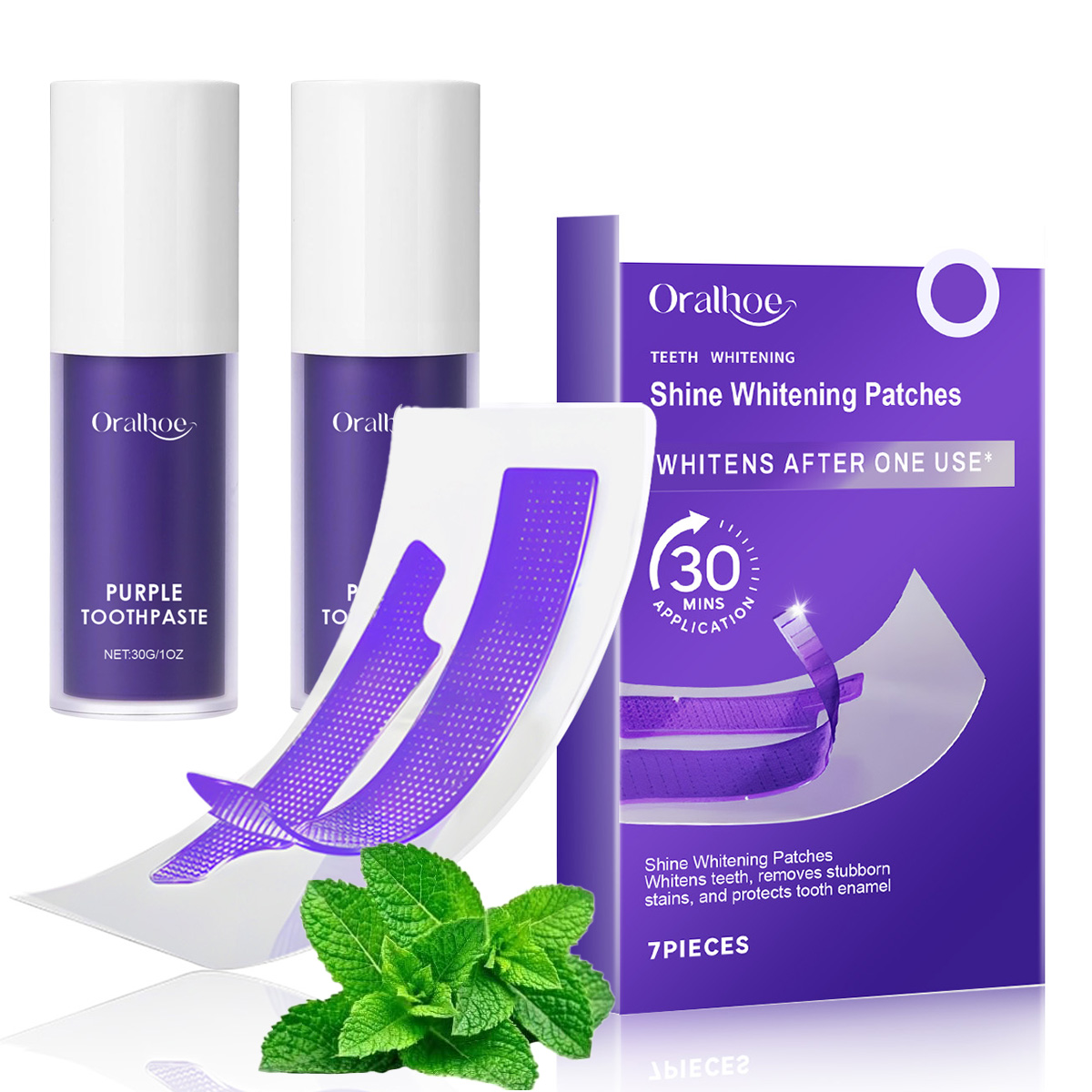 ชุดคอมโบฟอกสีฟันสีม่วง – แผ่นข - Teeth Whitening Home Kit บทวิจารณ์และราคา