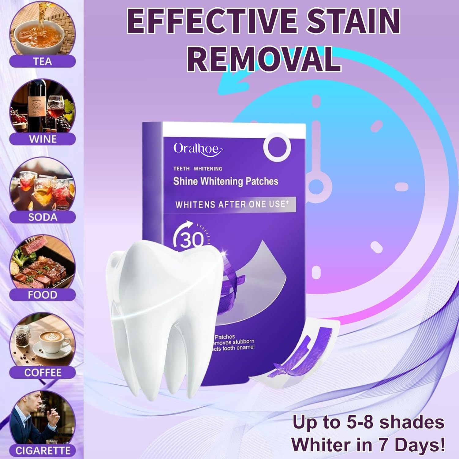 ชุดคอมโบฟอกสีฟันสีม่วง – แผ่นข - Teeth Whitening Home Kit บทวิจารณ์และราคา