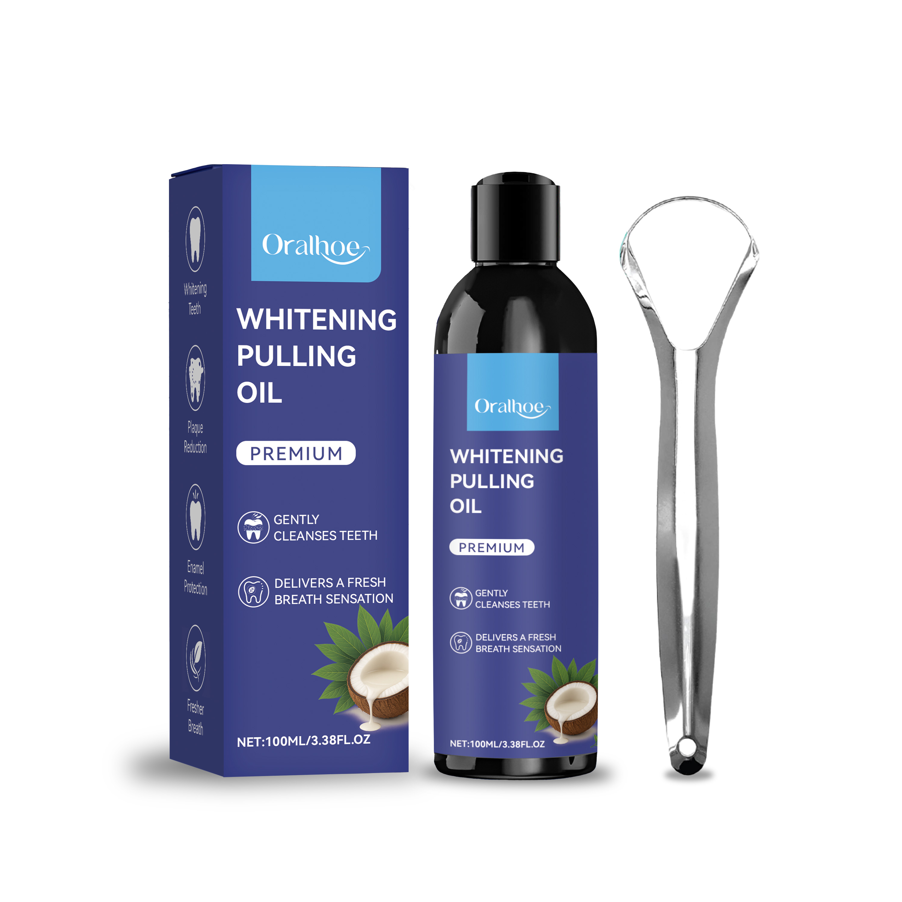 น้ำยาบ้วนปากมะพร้าวผสมที่ขูดลิ - Teeth Whitening Oil Pulling บทวิจารณ์และราคา