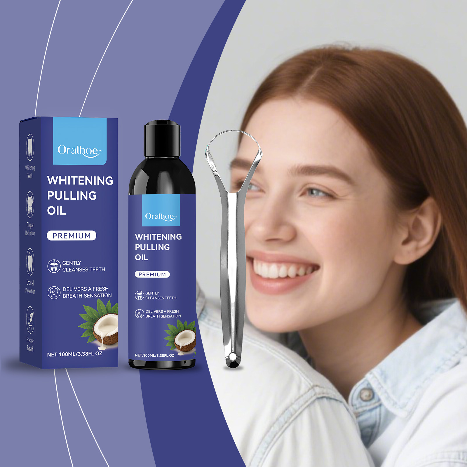 น้ำยาบ้วนปากมะพร้าวผสมที่ขูดลิ - Teeth Whitening Oil Pulling บทวิจารณ์และราคา