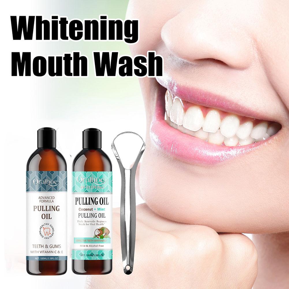 น้ำยาบ้วนปากมะพร้าวมิ้นท์แบบไม - Teeth Whitening Oil Pulling บทวิจารณ์และราคา