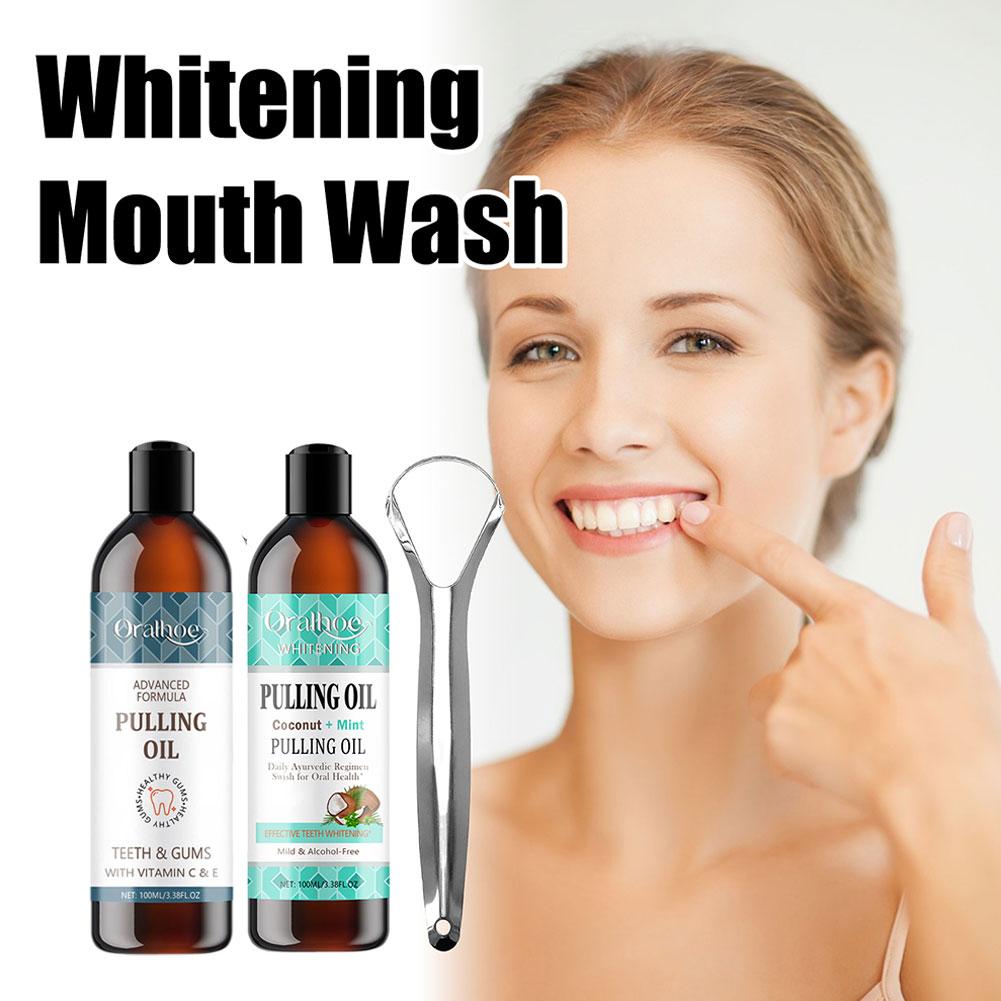 น้ำยาบ้วนปากมะพร้าวมิ้นท์แบบไม - Teeth Whitening Oil Pulling บทวิจารณ์และราคา