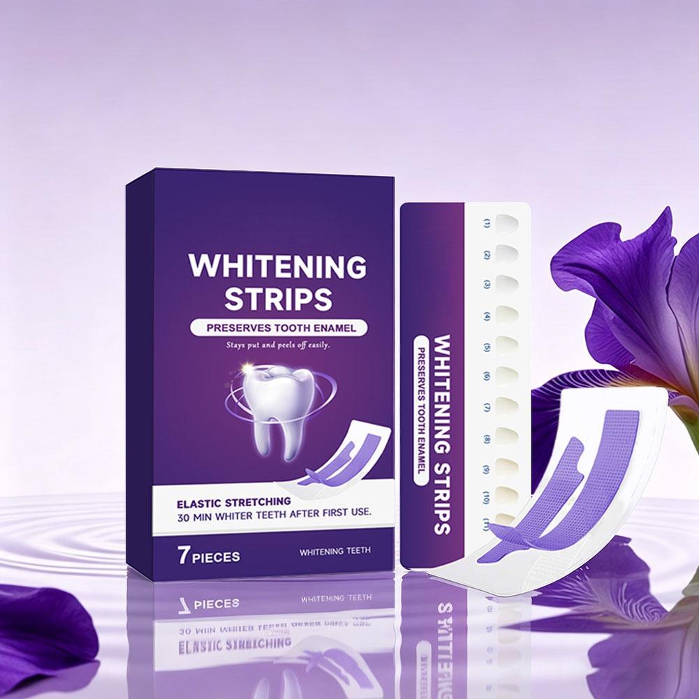 แผ่นฟอกสีฟันสีม่วง สูตรอ่อนโยน - Teeth Whitening Quick บทวิจารณ์และราคา