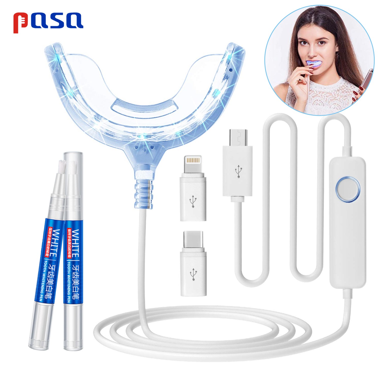 ชุดฟอกสีฟันแบบพกพา แสงสีฟ้าเย็ - Teeth Whitening Home Kit บทวิจารณ์และราคา